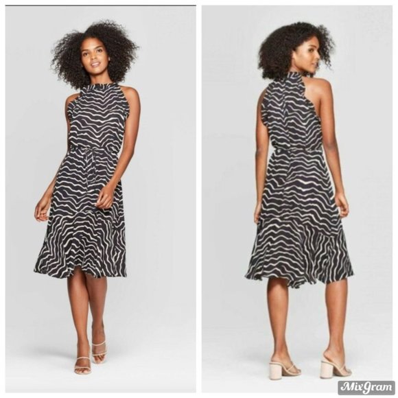 animal print halter neck dress
